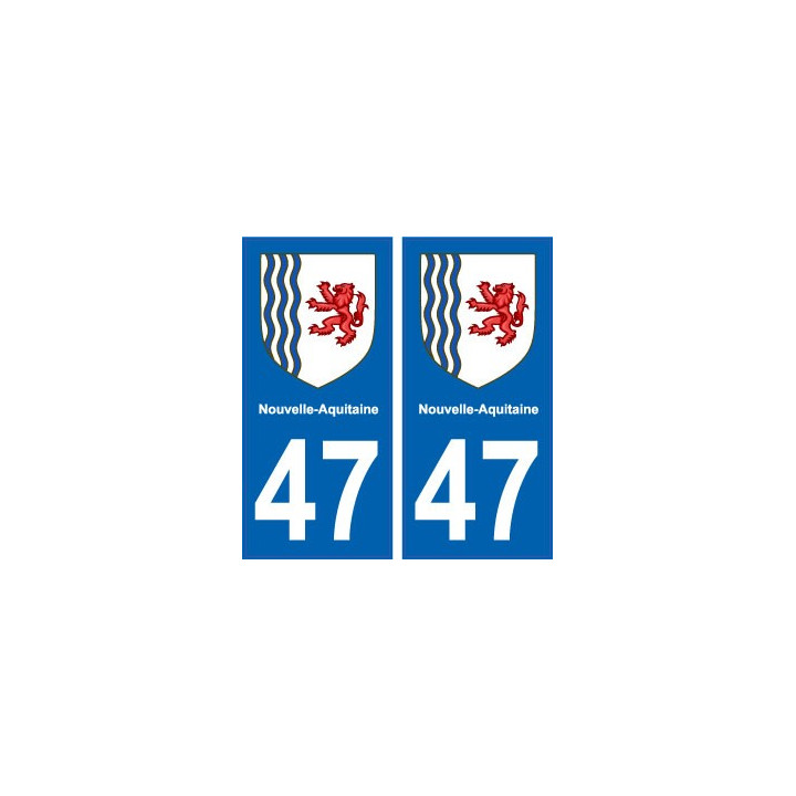 47 Lot-Et-Garonne autocollant plaque immatriculation auto département sticker Nouvelle Aquitaine blason