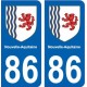 86 Vienne autocollant plaque immatriculation auto département sticker Nouvelle Aquitaine blason