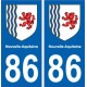 86 Vienne autocollant plaque immatriculation auto département sticker Nouvelle Aquitaine blason