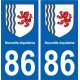 86 Vienne autocollant plaque immatriculation auto département sticker Nouvelle Aquitaine blason