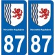 87 Haute-Vienne autocollant plaque immatriculation auto département sticker Nouvelle Aquitaine blason