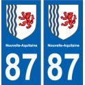 87 Haute-Vienne-aufkleber-plakette-kennzeichen-auto-abteilung sticker Neue Aquitaine wappen