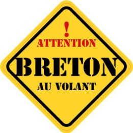 Autocollant breton au volant carré jaune sticker