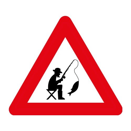 Autocollant attention pêcheur homme logo sticker