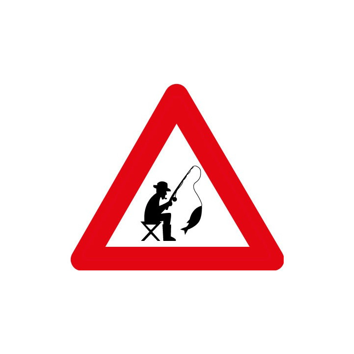 Autocollant attention pêcheur homme logo sticker