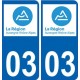 03 Allier autocollant plaque immatriculation auto département sticker Auvergne-Rhône-Alpes logo 3