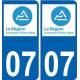 07 Ardèche autocollant plaque immatriculation auto département sticker Auvergne-Rhône-Alpes logo 3