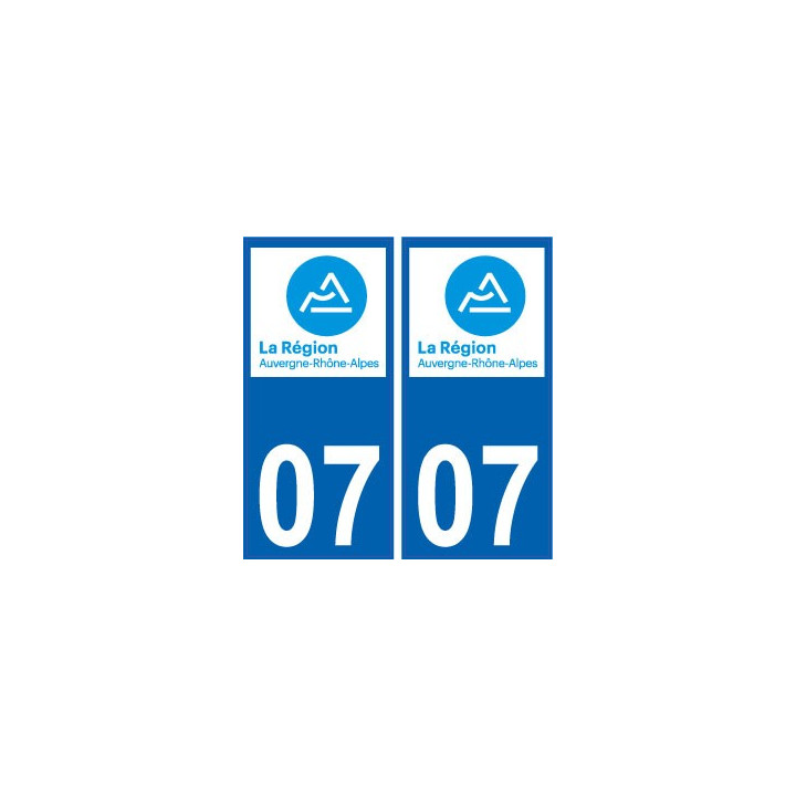 07 Ardèche autocollant plaque immatriculation auto département sticker Auvergne-Rhône-Alpes logo 3