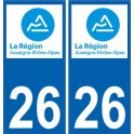 26 Drôme calcomanía de la placa de matriculación de automóviles departamento de la etiqueta engomada de la Auvernia-Ródano-Alpes