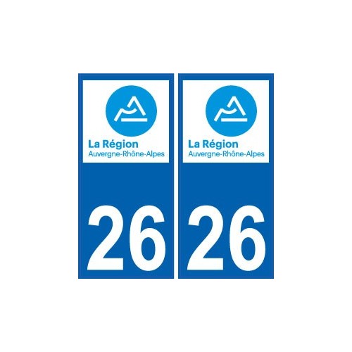 26 Drôme autocollant plaque immatriculation auto département sticker Auvergne-Rhône-Alpes logo 3