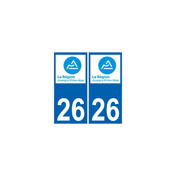 26 Drôme autocollant plaque immatriculation auto département sticker Auvergne-Rhône-Alpes logo 3
