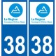 38 Isère autocollant plaque immatriculation auto département sticker Auvergne-Rhône-Alpes logo 3