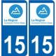 15 Cantal autocollant plaque immatriculation auto département sticker Auvergne-Rhône-Alpes logo 3