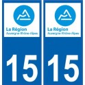 15 Cantal autocollant plaque immatriculation auto département sticker Auvergne-Rhône-Alpes logo 3