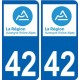 42 Loire autocollant plaque immatriculation auto département sticker Auvergne-Rhône-Alpes logo 3