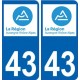 43 Haute-Loire autocollant plaque immatriculation auto département sticker Auvergne-Rhône-Alpes logo 3