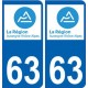 63 Puy-De-Dôme autocollant plaque immatriculation auto département sticker Auvergne-Rhône-Alpes logo 3