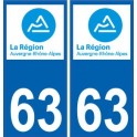63 Puy-De-Dôme autocollant plaque immatriculation auto département sticker Auvergne-Rhône-Alpes logo 3