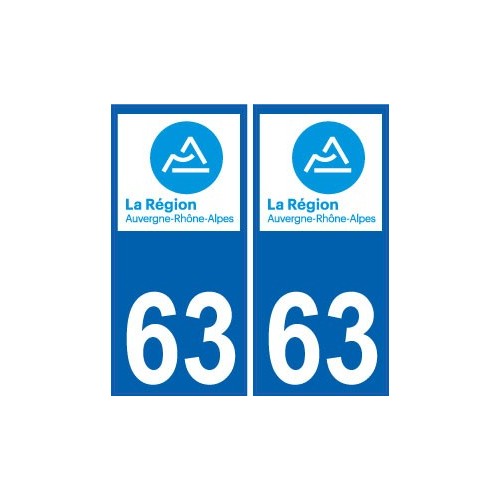 63 Puy-De-Dôme autocollant plaque immatriculation auto département sticker Auvergne-Rhône-Alpes logo 3