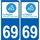 69 Rhône autocollant plaque immatriculation auto département sticker Auvergne-Rhône-Alpes logo 3