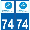 74 Haute-Savoie autocollant plaque immatriculation auto département sticker Auvergne-Rhône-Alpes logo 3