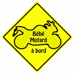 Bébé motard à bord carré jaune autocollant sticker adhesif 