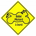 Bébé motard à bord carré jaune autocollant sticker adhesif 