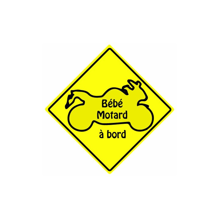 Bébé motard à bord carré jaune autocollant sticker adhesif 