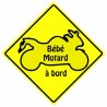 Bébé motard à bord carré jaune autocollant sticker adhesif 