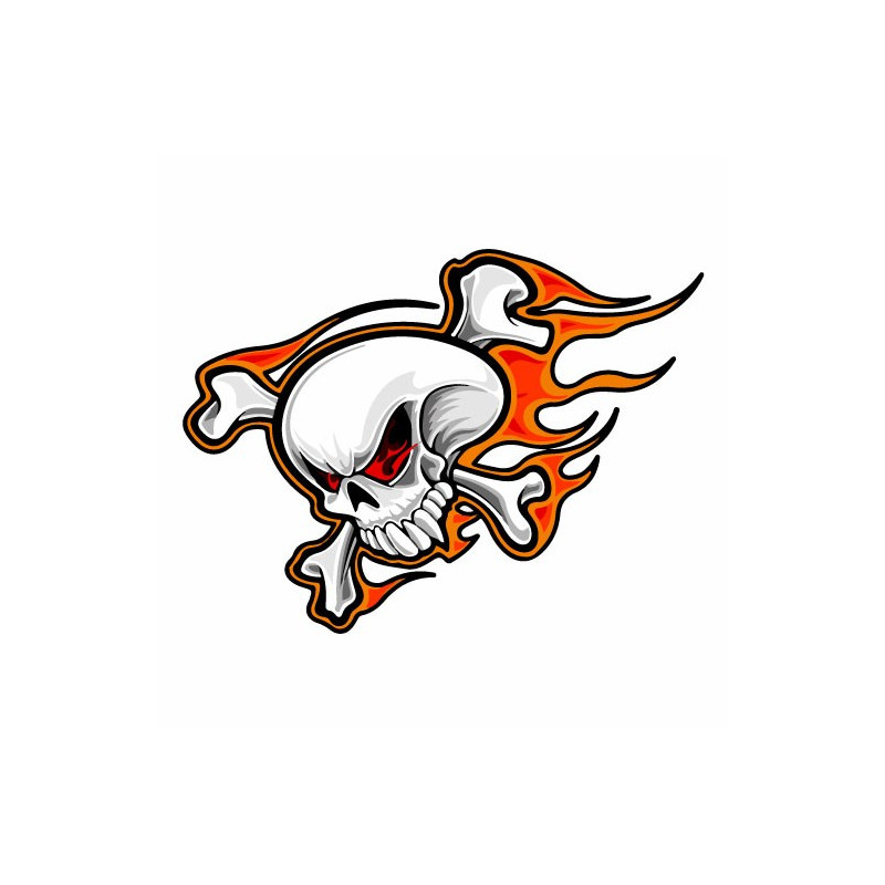 Tête de mort en feu -  autocollant sticker adhésif 3-1