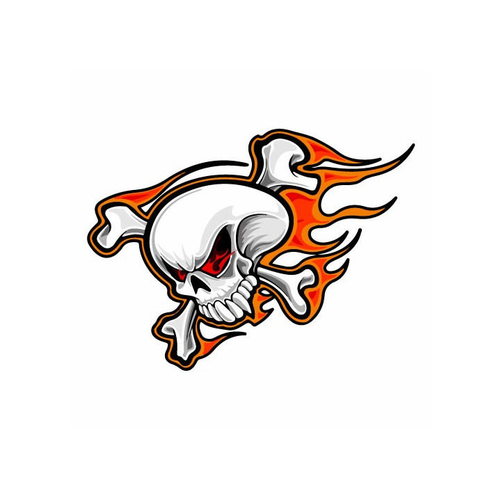 Tête de mort en feu -  autocollant sticker adhésif 3-1