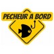 Autocollant pêcheur à Bord carré jaune sticker