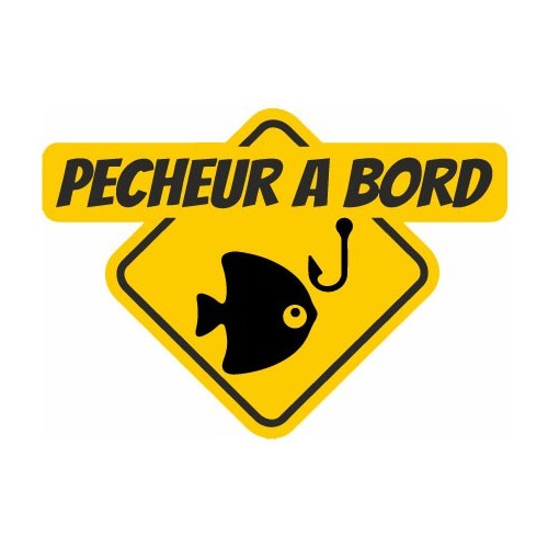 Autocollant pêcheur à Bord carré jaune sticker