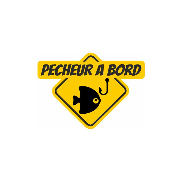 Autocollant pêcheur à Bord carré jaune sticker