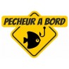 Autocollant pêcheur à Bord carré jaune poisson sticker 1-1