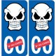 Autocollant plaque immatriculation auto tête de mort