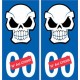 Autocollant plaque immatriculation auto tête de mort