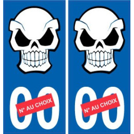 Autocollant plaque immatriculation auto tête de mort