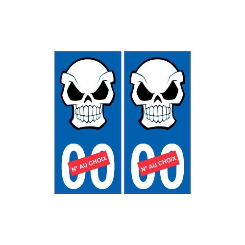 Autocollant plaque immatriculation auto tête de mort