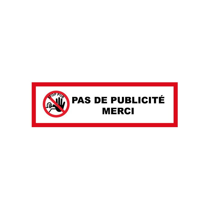 Autocollant stop pub homme main noire rectangle