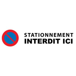 Interdiction de stationner rectangle et panneau sticker adhesif