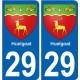 Autocollant plaque immatriculation blason département 29 Finistère ville huelgoat