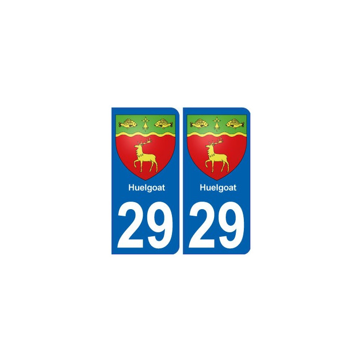 Autocollant plaque immatriculation blason département 29 Finistère ville huelgoat