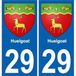 Autocollant plaque immatriculation blason département 29 Finistère ville huelgoat
