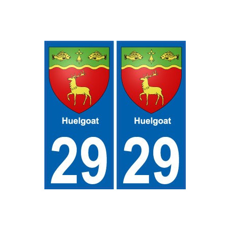 Autocollant plaque immatriculation blason département 29 Finistère ville huelgoat