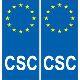 Autocollants plaque immatriculation auto CSC Corse Europe