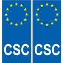 Autocollants plaque immatriculation auto CSC Corse Europe