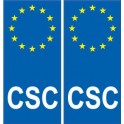 Autocollants plaque immatriculation auto CSC Corse Europe