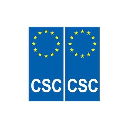 Autocollants plaque immatriculation auto CSC Corse Europe