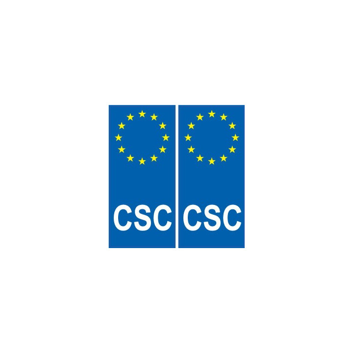 Autocollants plaque immatriculation auto CSC Corse Europe